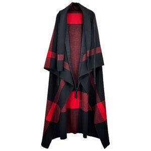 Engineered Garments x Woolrich FW18 Black & Red Buffalo Check Wool Cape Coat